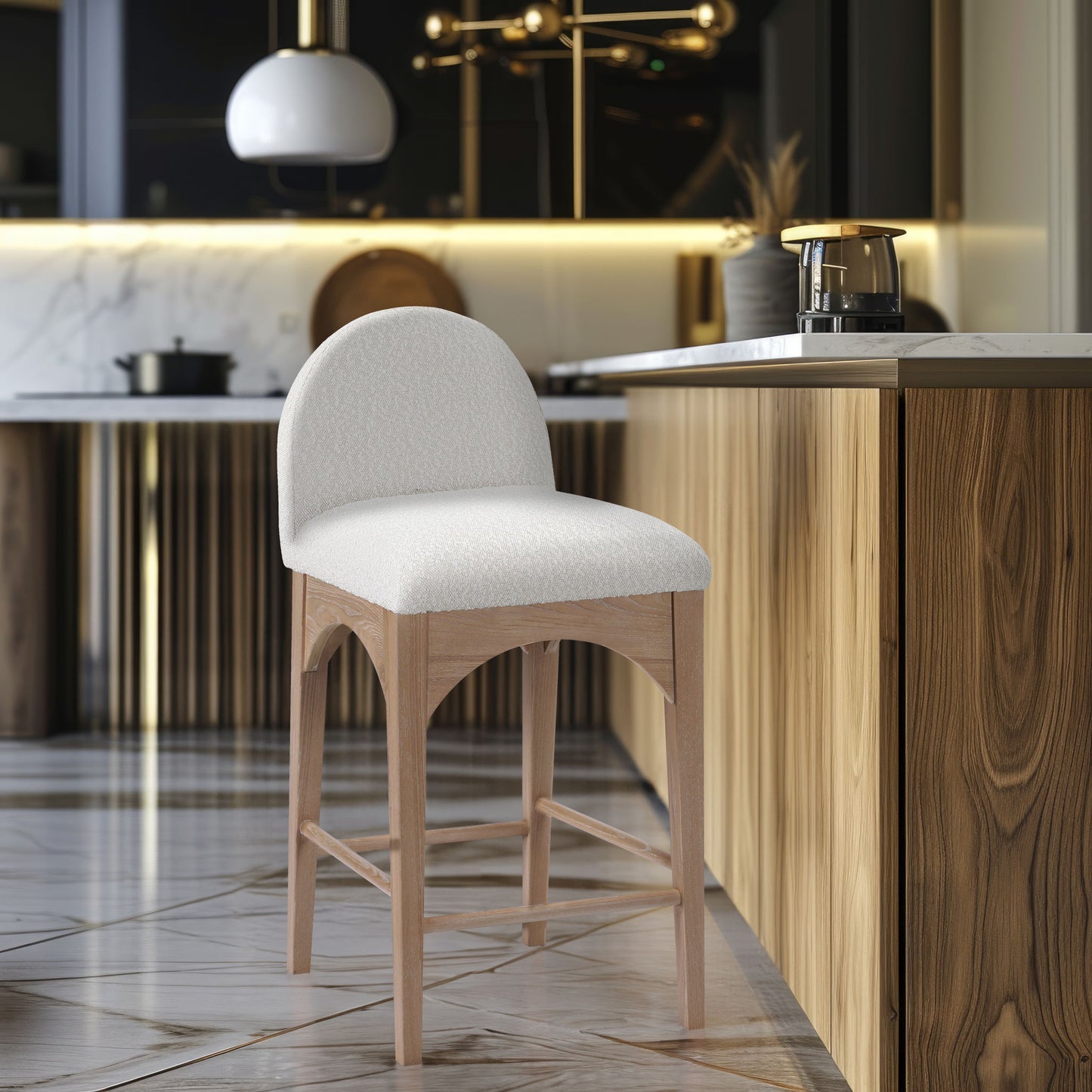 Waldorf - Boucle Stool With Natural Legs