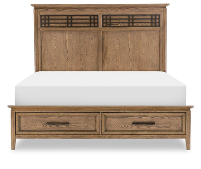 Beacon Hill - Queen Complete Panel Bed With Storage Footboard - Dusted Barley