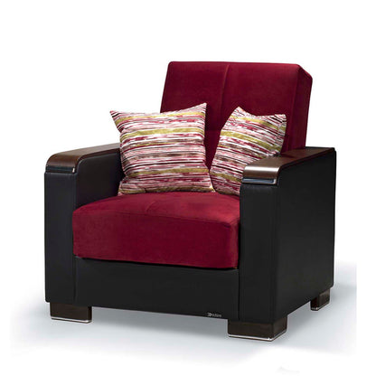 Ottomanson Armada X - Upholstered Convertible Wood Trimmed Armchair With Storage - Microfiber