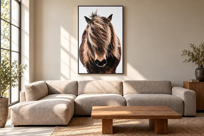 Untamed Forelock - 32 X 48 - Hand-Embellished Canvas In Frame - Brown