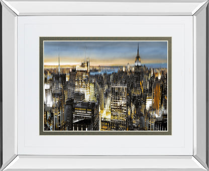 Big City By Alan Lambert - Mirror Framed Print Wall Art - Black