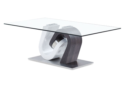 T4127 - Coffee Table - Clear / Dark Gray / Silver / White