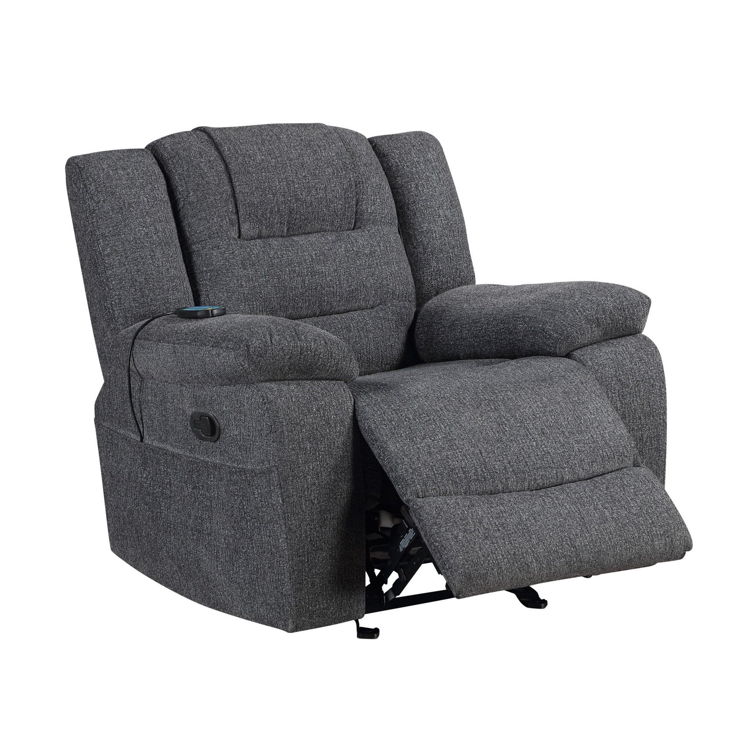 Redondo - Glider Recliner With Heat And Massage - Dark Gray
