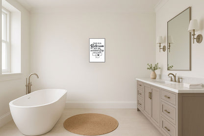 "Quirky Restroom Reminder" Canvas In Frame - Black / White