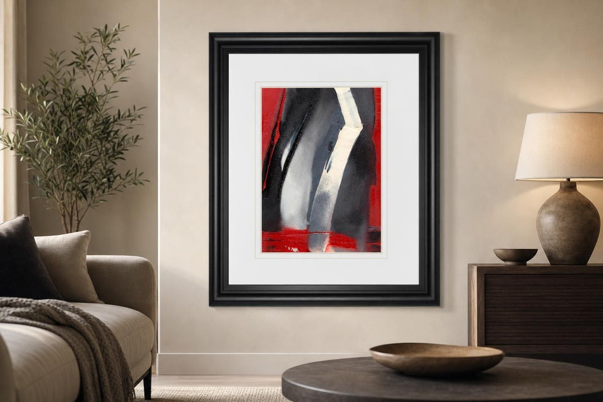 34x40 Red Streak III By Sharon Gordon - Dark Gray