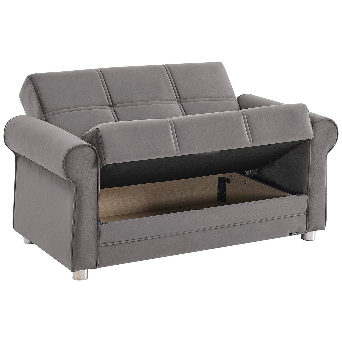 Ottomanson Sara - Upholstered Convertible Loveseat With Storage - Gray