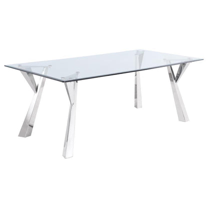 Alaia - Rectangular Glass Top Dining Table - Chrome