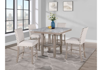 D4010 - 5 Piece Dining Room Set (D4010 Bar Table With 4 D1622 Bar Stools) - Natural / White