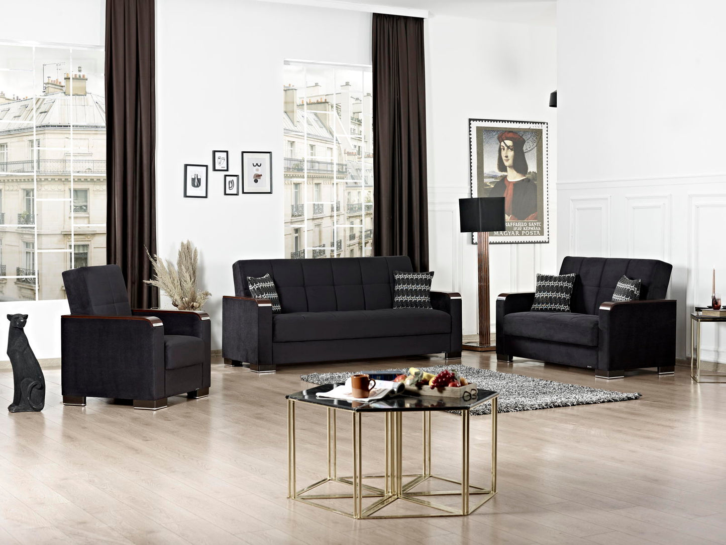 Ottomanson Armada X - Upholstered Convertible Wood Trimmed Armchair With Storage - Microfiber