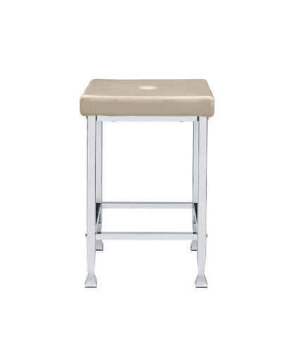 Raine - Stool (Set of 2) - Beige Velvet & Chrome Finish