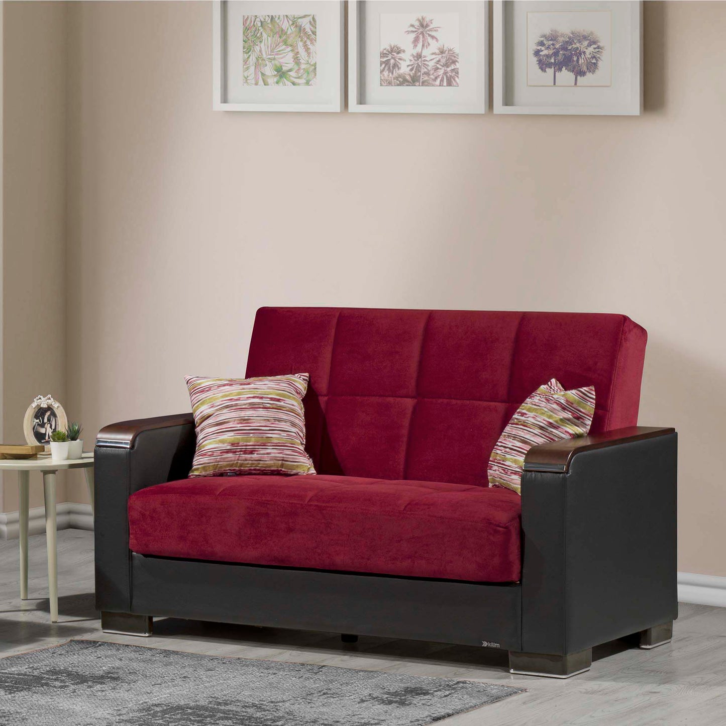 Ottomanson Armada X - Upholstered Convertible Wood Trimmed Loveseat With Storage - Microfiber