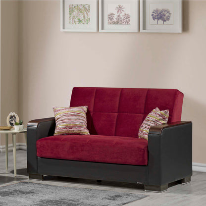 Ottomanson Armada X - Upholstered Convertible Wood Trimmed Loveseat With Storage - Microfiber