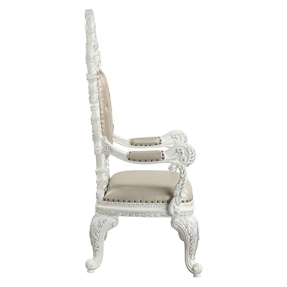 Vanaheim - Arm Chair (Set of 2) - Beige Synthetic Leather & Antique White