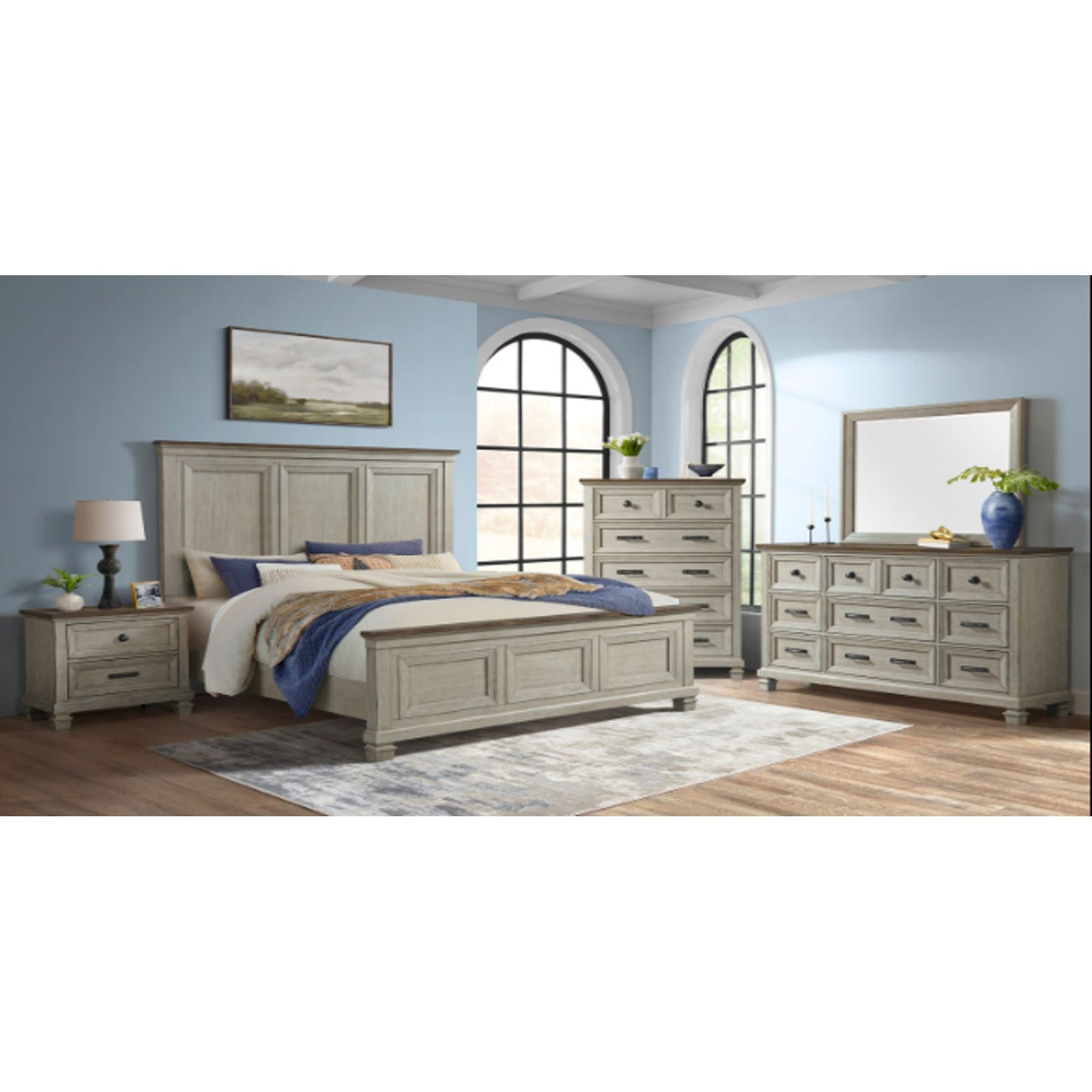 Farmington - 5 Drawer Chest - Medium Brown / Washed Stone