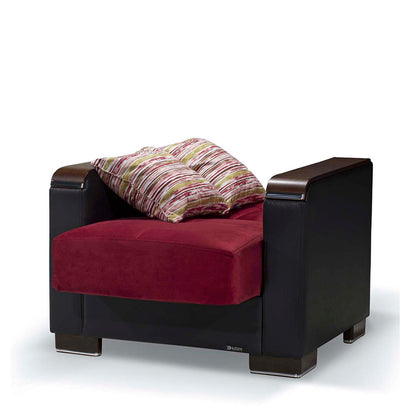 Ottomanson Armada X - Upholstered Convertible Wood Trimmed Armchair With Storage - Microfiber