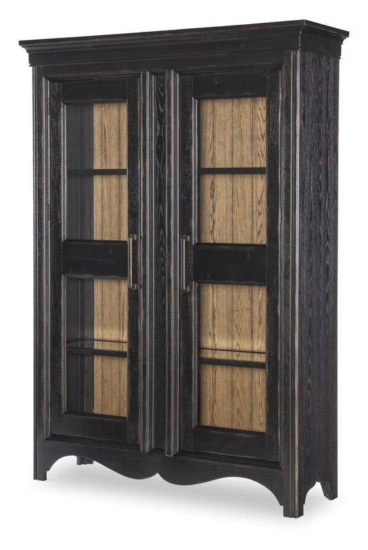 Vintage Market - Glass Front Display Cabinet - Barnwood Oak And Kettle Black