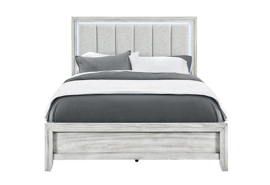 Elsie - Queen Bed With LED - Light Grey