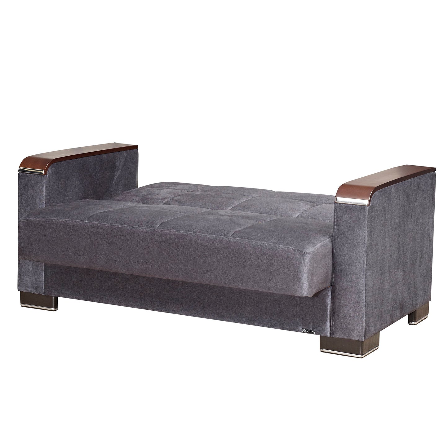 Ottomanson Armada X - Upholstered Convertible Wood Trimmed Loveseat With Storage - Microfiber