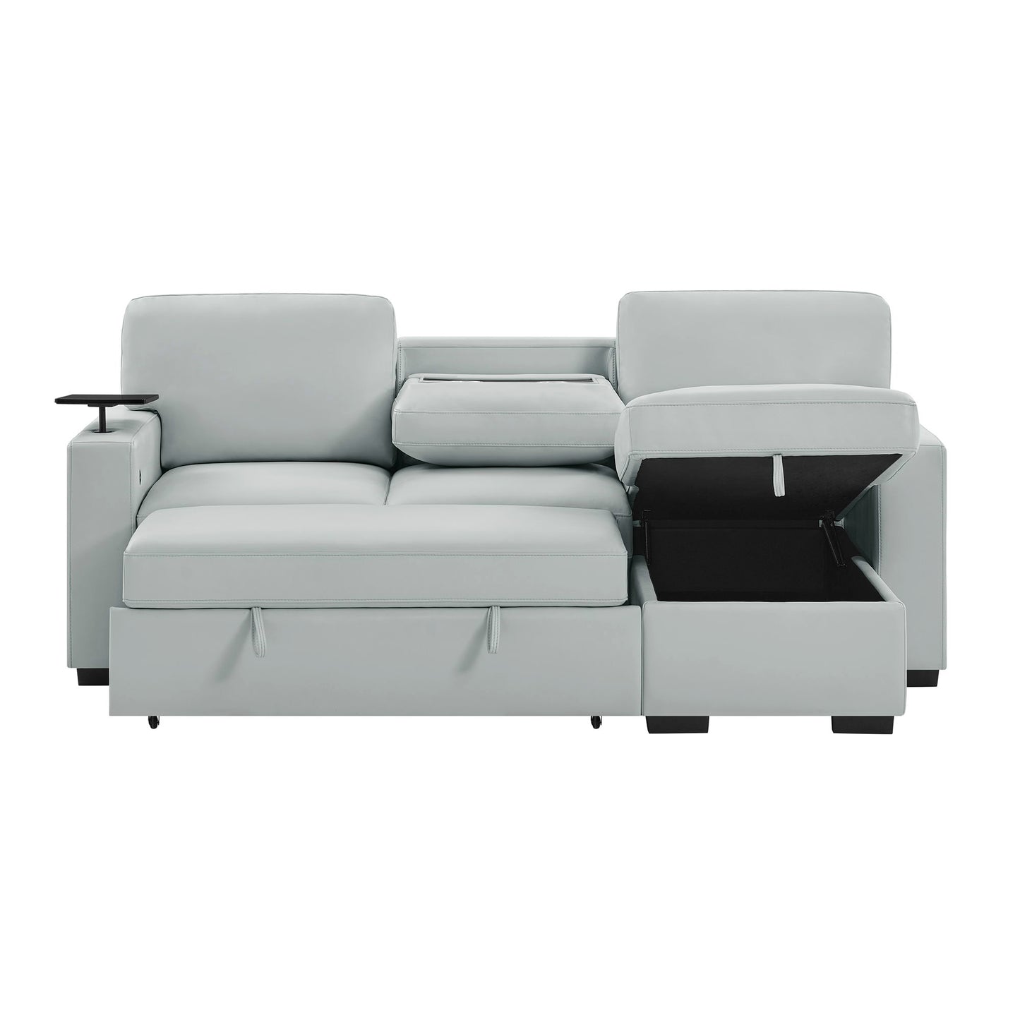 U0212 - Reversible Sofa Bed Loveseat With Pop-Up Sleeper With Drop Down Table - Silver