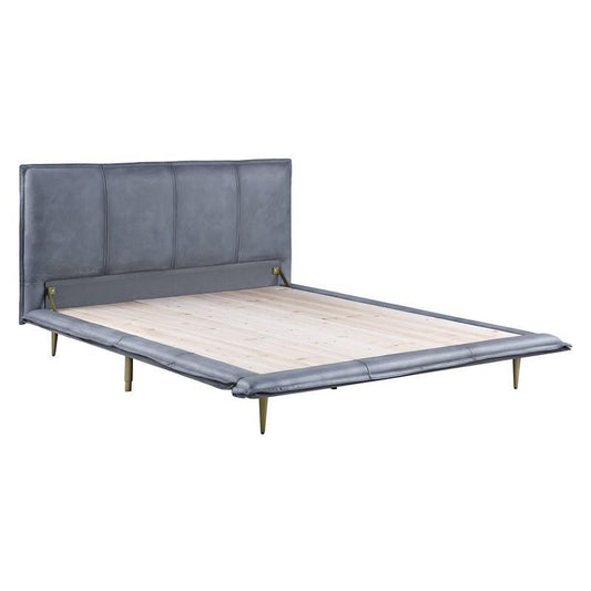 Metis - Eastern King Bed - Gray Top Grain Leather