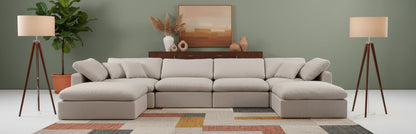 Indulge - Linen 6 Piece Modular Double Chaise Sectional