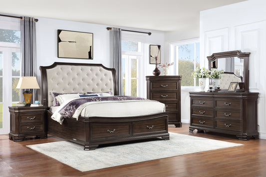 Lyndhurst - 6/6 Eastern King 4 Piece Bedroom Set (Bed, Dresser, Mirror, Chest) - Walnut