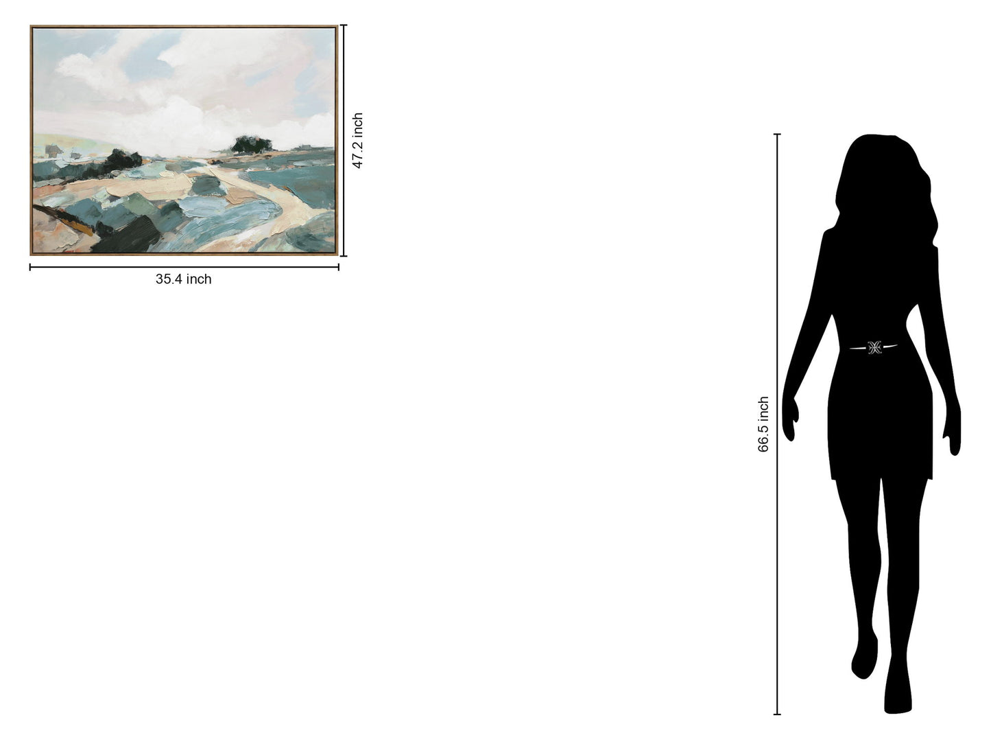 "Tranquil Pathway" Hand-Embellished Canvas In Frame - Beige / Blue / Green