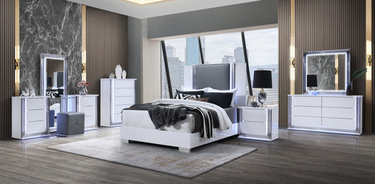 Ylime - 6 Piece Queen Bedroom Set With Vanity Set - Smooth White