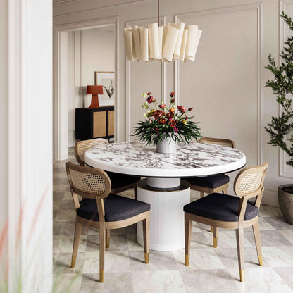 Vanessa - Marble Lacquer Round Dining Table - White