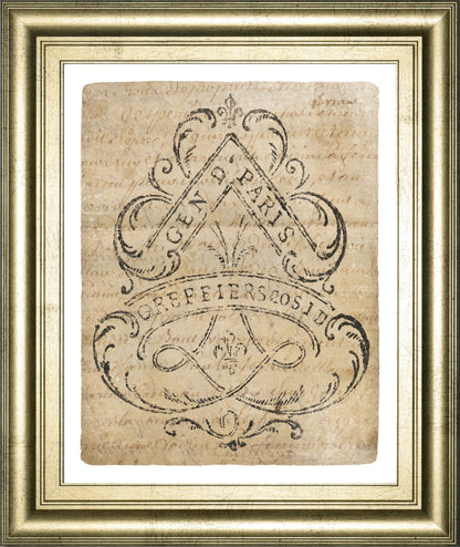 Letter Crest I Vintage V2 By Wild Apple Portfolio - Framed Print Wall Art - Pearl Silver