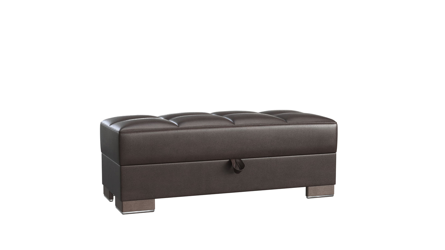 Ottomanson Armada X - Upholstered Convertible Wood Trimmed Ottoman With Storage
