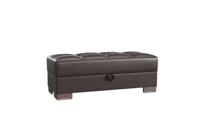 Ottomanson Armada X - Upholstered Convertible Wood Trimmed Ottoman With Storage