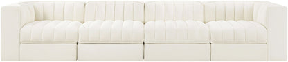 Rummi - Velvet Performance Fabric Upholstered 4 Piece Modular Sofa