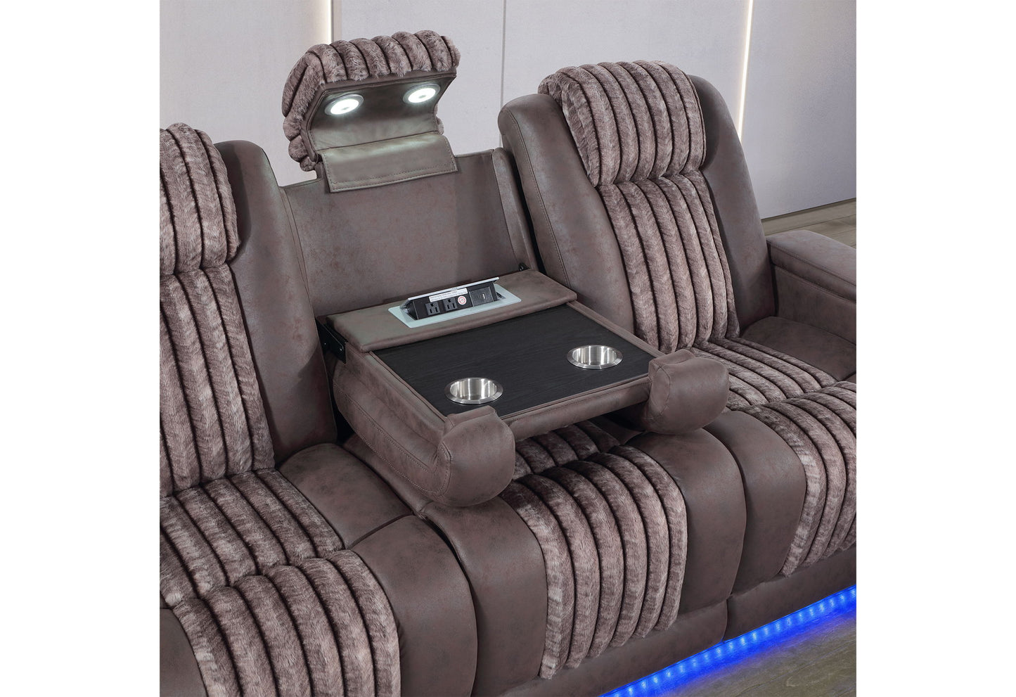 U8000 - 3 Piece Living Room Set (Power Console Reclining Loveseat, Power Reclining Sofa, Power Recliner With Power Headrest) - Brown