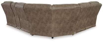 Ravenel - 3-Piece Power Reclining Sectional With Raf Power Reclining Loveseat With Console - Faux Leather - Fossil