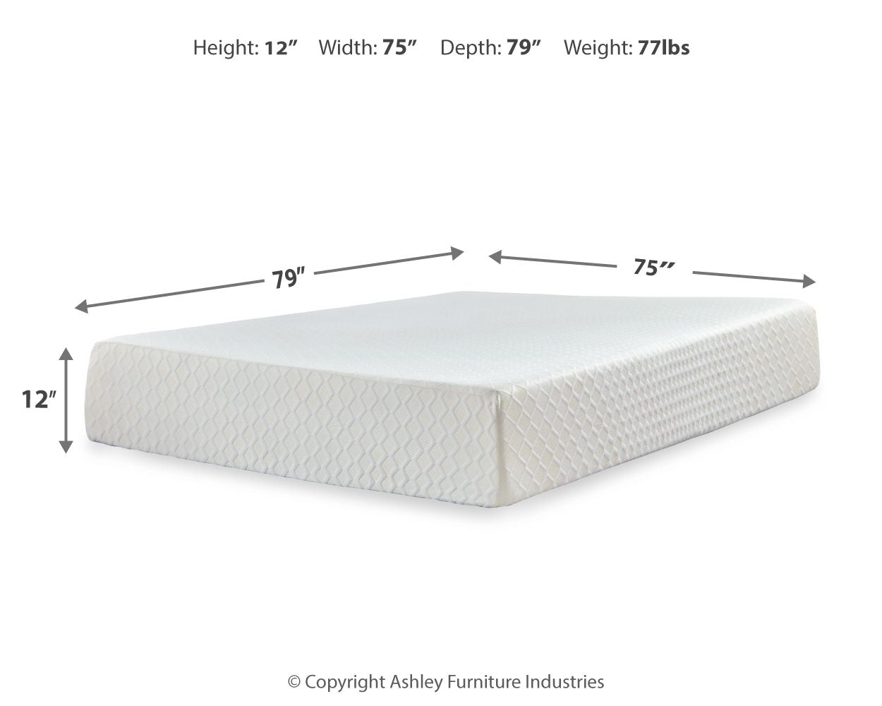 Chime - White - California King Mattress - 12-inch