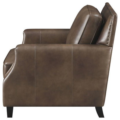 Leaton - Upholstered Recessed Arm Chair - Brown Sugar