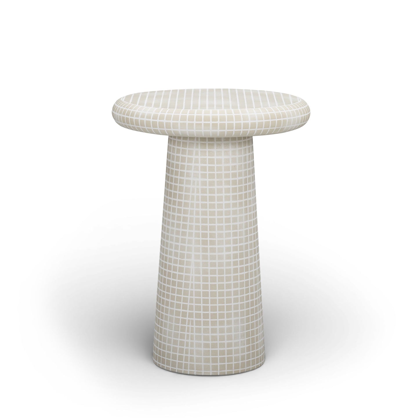 Monica - Tiled Pattern Tall Side Table - Beige