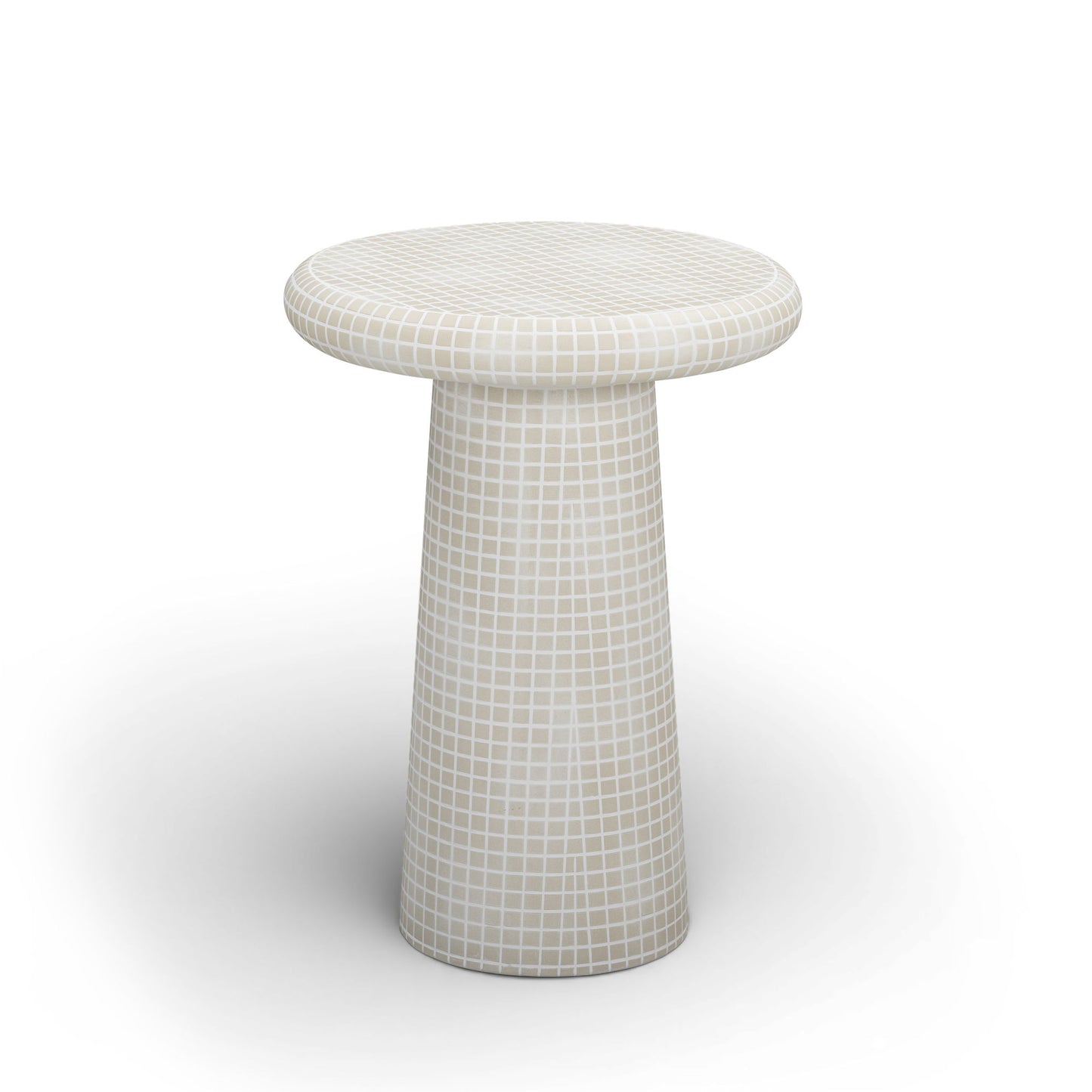 Monica - Tiled Pattern Tall Side Table - Beige