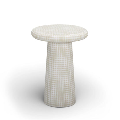 Monica - Tiled Pattern Tall Side Table - Beige