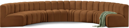 Arc - Velvet 8 Piece U-Shaped Modular Sofa - Saddle