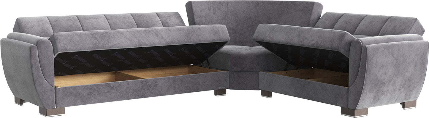 Ottomanson Armada Air - Upholstered Convertible Sectional With Storage - Microfiber