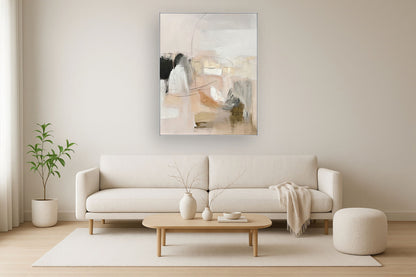 Whispered Earth - 56" x 70" Framed Wall Art - Beige
