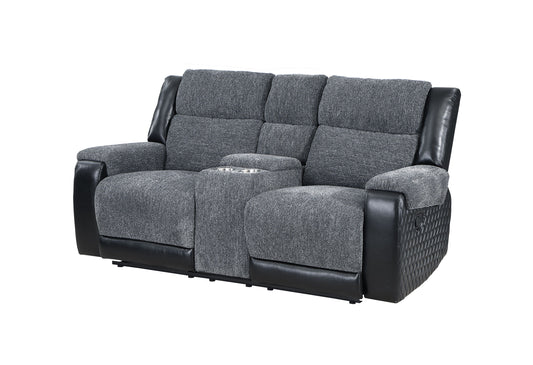 U5914 - Console Reclining Loveseat - Gray / Black