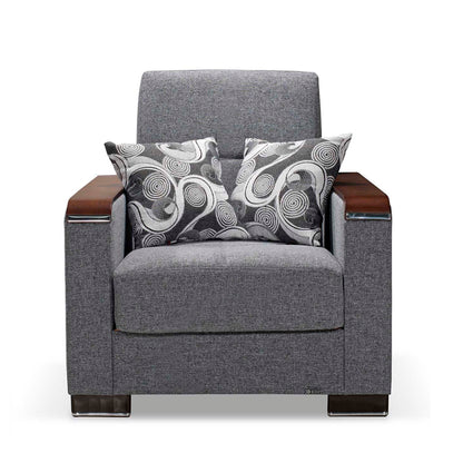 Ottomanson Armada X - Upholstered Convertible Wood Trimmed Armchair With Storage - Polyester