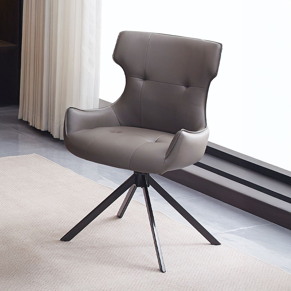 Damita - Camel Synthetic Leather Side Chair With Swivel Set of 2) - Gray & Black Finsh