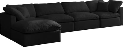 Plush - Velvet Standart Comfort Modular Sectional 5 Piece - Black - Fabric