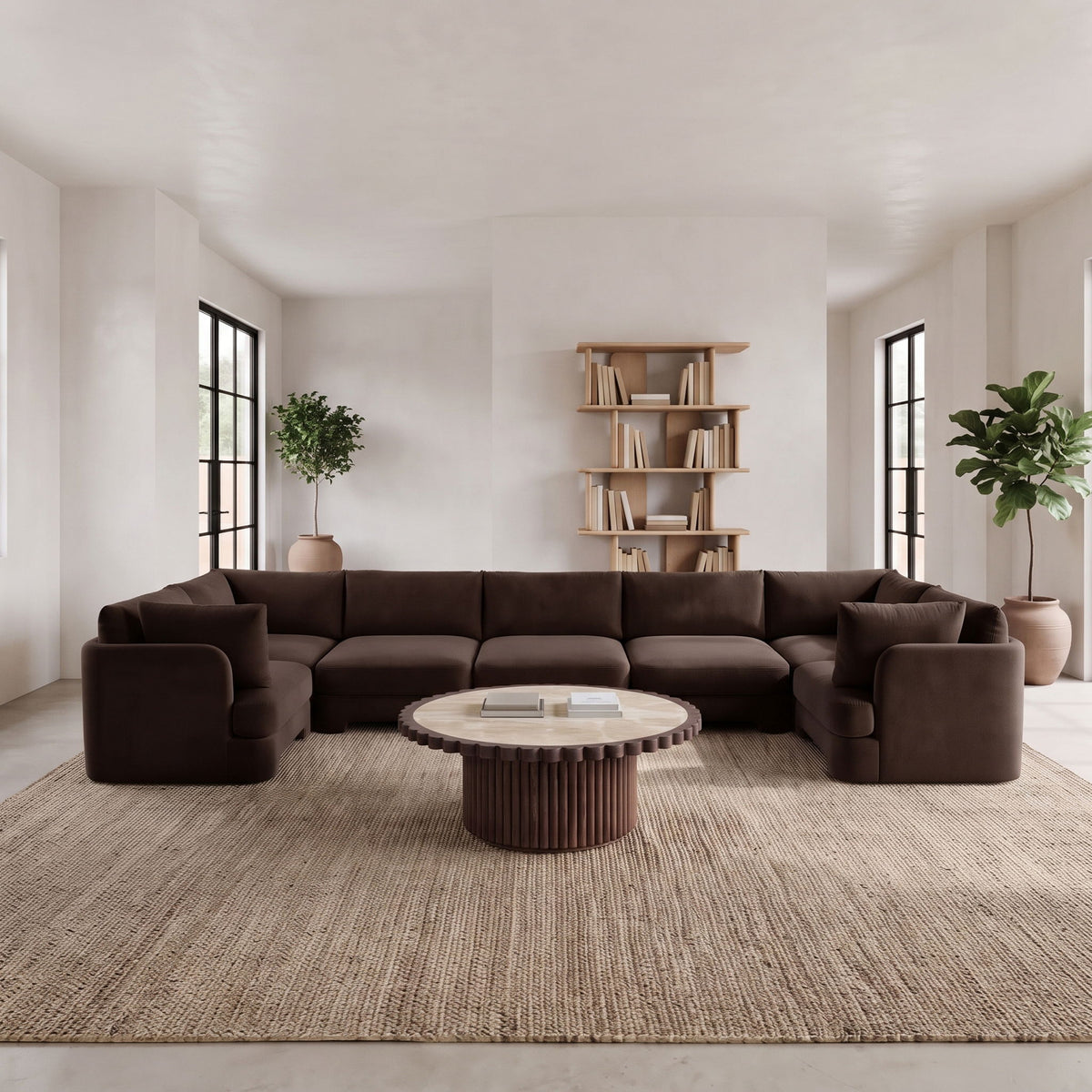 Hammond - Velvet Performance Fabric Upholstered 7 Piece U-Shaped Sectional