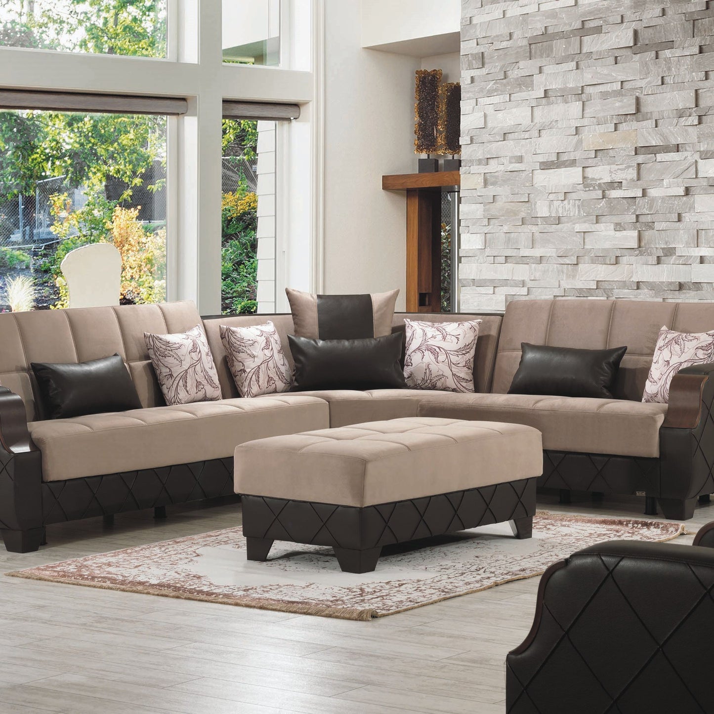 Ottomanson Molina - Upholstered Convertible Ottoman With Storage