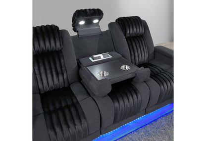 U8000 - 3 Piece Living Room Set (Power Console Reclining Loveseat, Power Reclining Sofa/ Power Recliner With Power Headrest) - Black